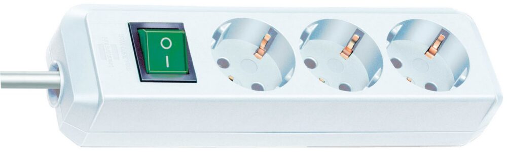 Разклонител Eco-line с ключ, 3-конт. бял 3m 3G1,5