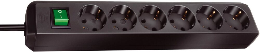 Разклонител Eco-line с ключ, 6-конт. черен 3m 3G1,5